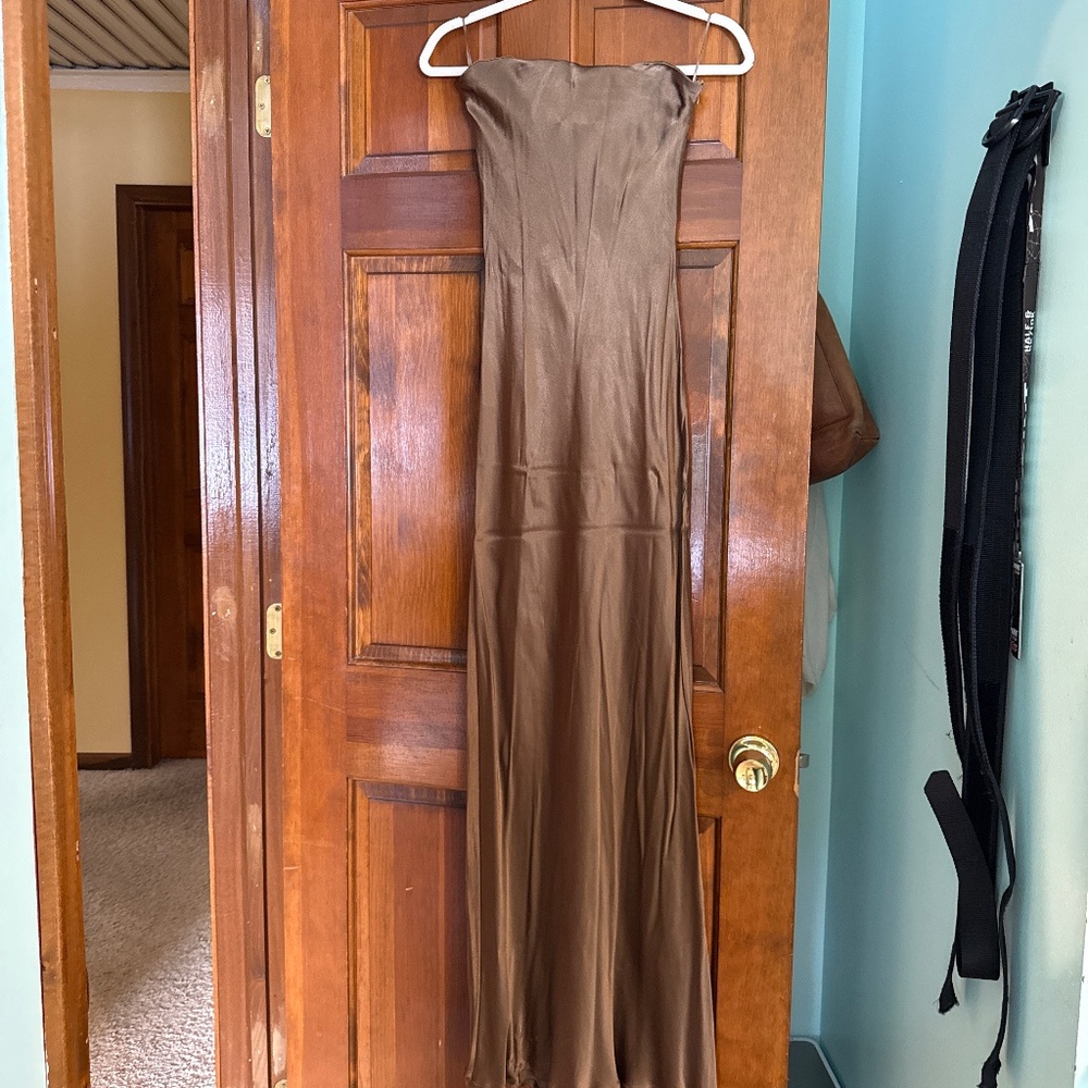 Strapless bronze dress